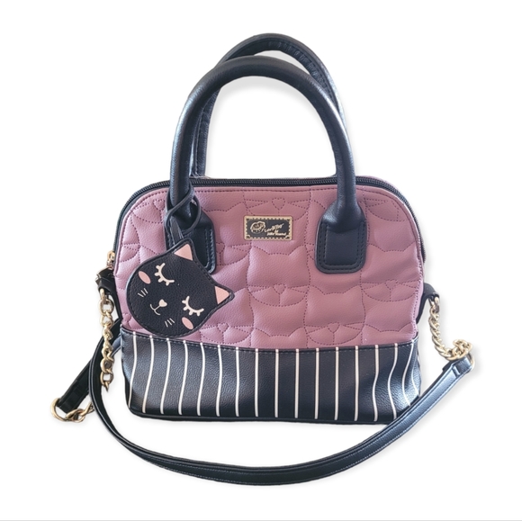 Betsey Johnson Handbags - Betsey Johnson Quilted Striped Cat Crossbody Bag
